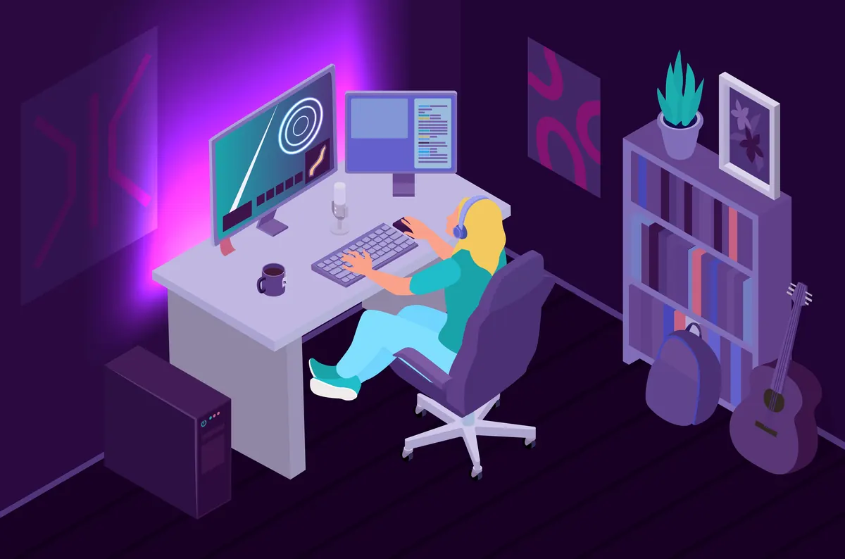 Custom gaming PC illustration