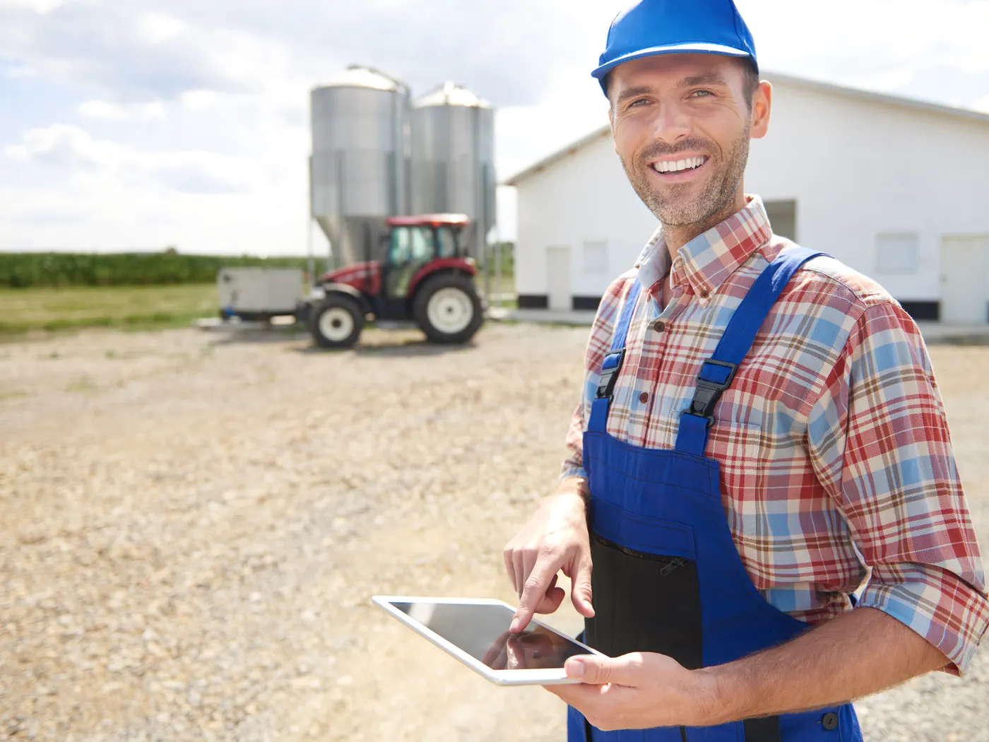 Farmer managing his business